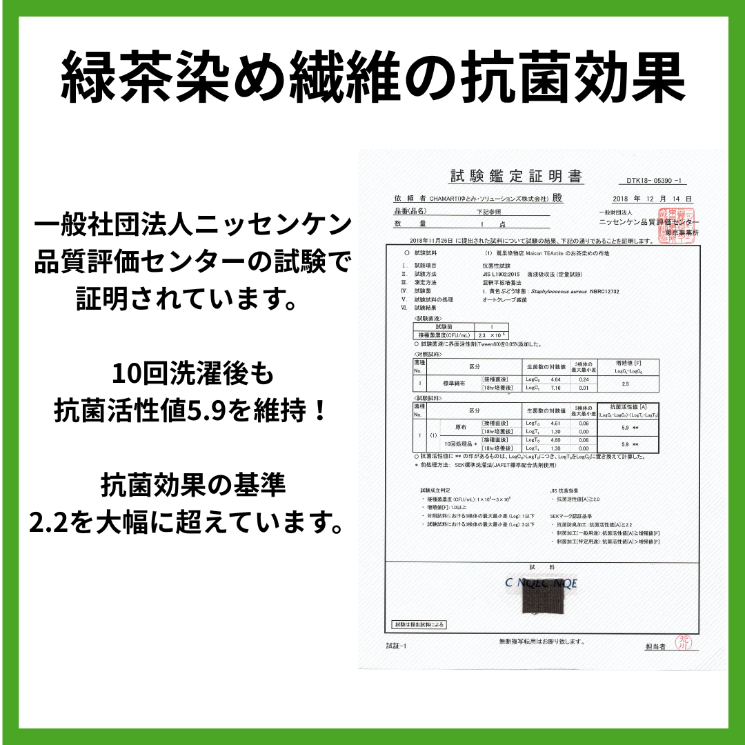 【メンズ】緑茶染めインナーシャツ（半袖）